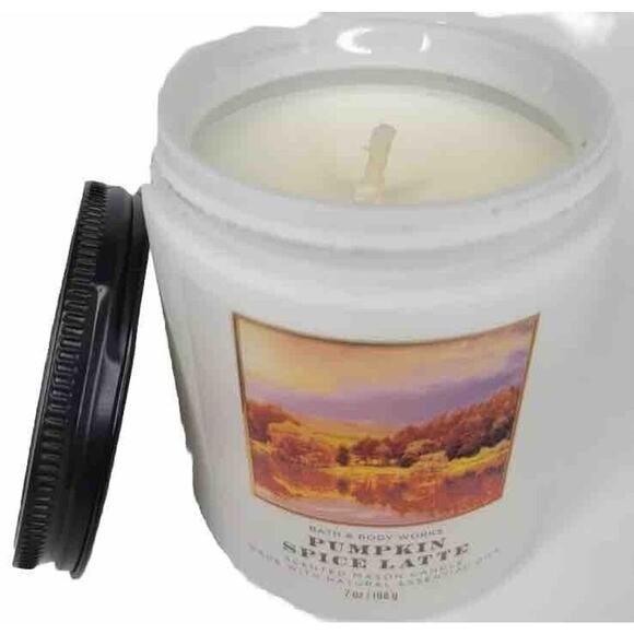 BATH & BODY WORKS PUMPKIN SPICE LATTE X2 Single Wick Candle - Picture 2 of 4